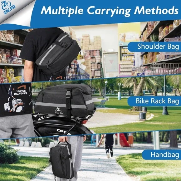 New 3 in 1 Shoulder/Handheld/Electric Ebike Pack Cargo Bag, 13L Waterproof/Black - Picture 3 of 13